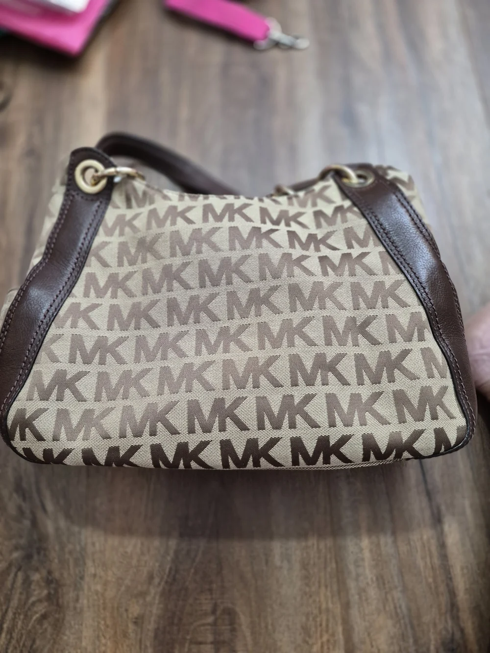 Michael Kors Brown Logo Drawstring Tote